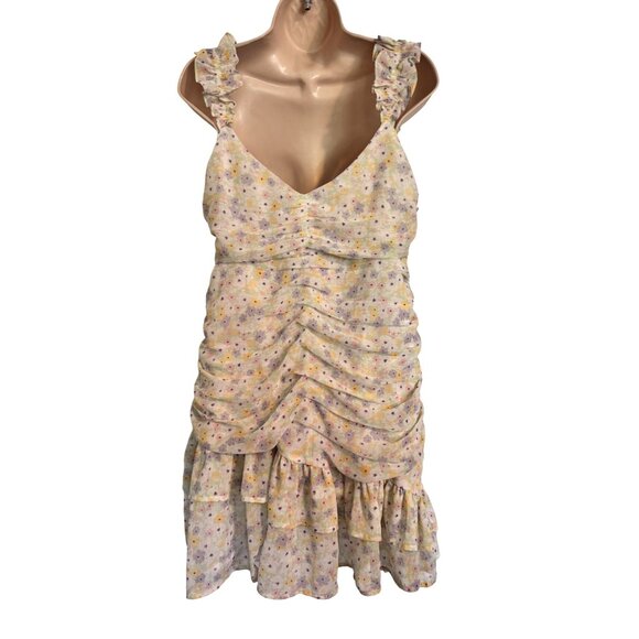 Elodie Dress Rushed Chiffon Print Size Large Sleeveless Rushed Lined Pastel NWT - Picture 2 of 8